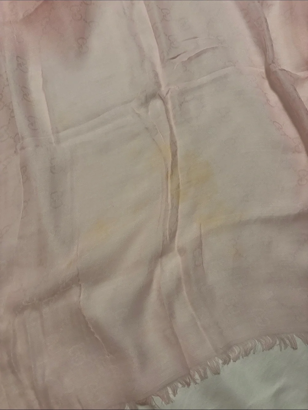 Gucci Light Pink Silk Blend Throw with Subtle Fringe